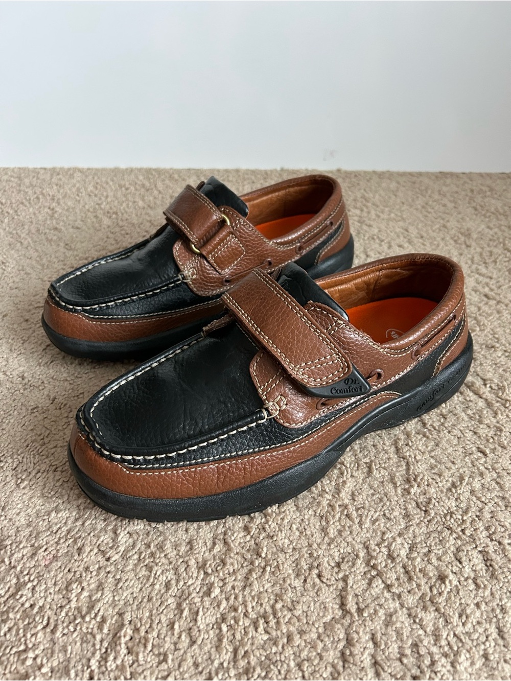 Dr. Comfort Mike Men’s Orthopedic Diabetic Black & Brown Leather Boat Shoes